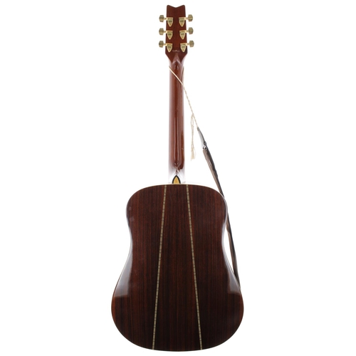 252 - Washburn D-28/TS acoustic guitar, circa 1990; Back and sides: rosewood; Top: tobacco sunburst finish... 