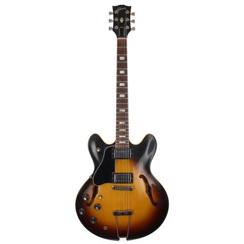 264 - 1978 Gibson ES-335 TD left-handed semi-hollow body electric guitar, made in USA, ser. no. 7xxxxxx7; ... 