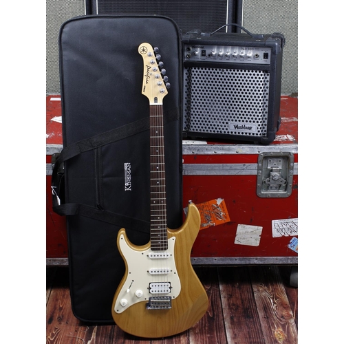 225 - Yamaha Pacifica 112L left-handed electric guitar, natural finish, with Kinsman compressed foam case;... 