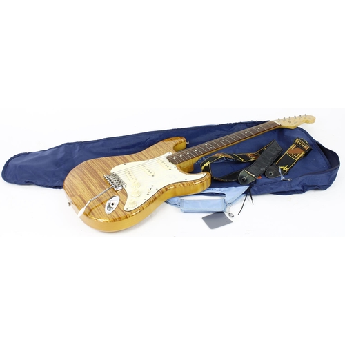 274 - 1996 Fender Foto Flame Stratocaster electric guitar, made in Japan, ser. no. V0xxxx1; Body: natural ... 