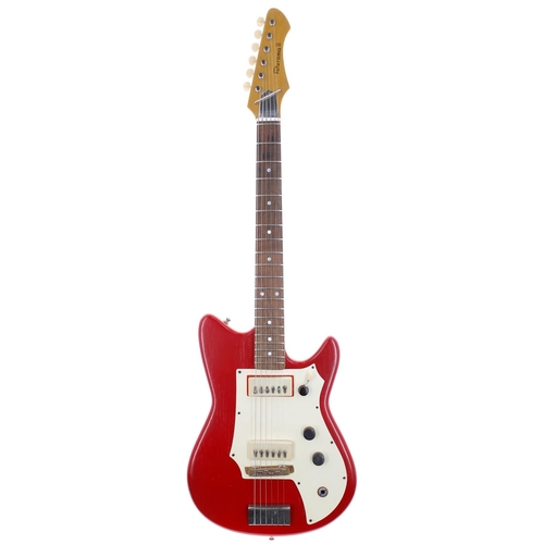 281 - 1962 Futurama Duo electric guitar; Body: red finish; Neck: maple, lacquer checking and minor dings; ... 