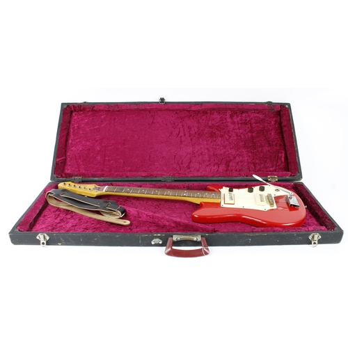 281 - 1962 Futurama Duo electric guitar; Body: red finish; Neck: maple, lacquer checking and minor dings; ... 