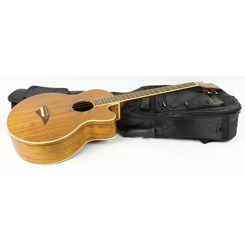 302 - Dean PBDAO electro-acoustic bass guitar; Body: natural; Neck: good; Fretboard: rosewood; Frets: good... 