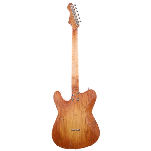 305 - Custom made T type Thinline drop top electric guitar comprising two piece ash semi-hollow and chambe... 