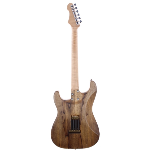 306 - Custom made S type electric guitar comprising two piece black limba body; flame maple bolt-on neck w... 