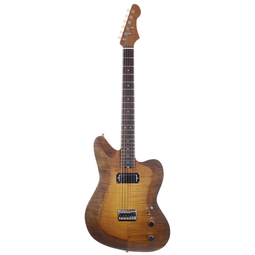 307 - Custom made JM Style electric guitar comprising two piece body and neck made from recycled wood, bel... 