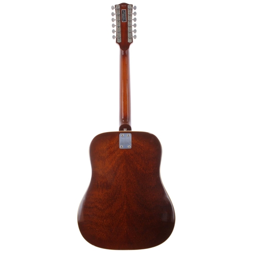 314 - 1970s Eko Ranger 12 twelve string acoustic guitar, typical lacquer cracking to body, soft bag... 