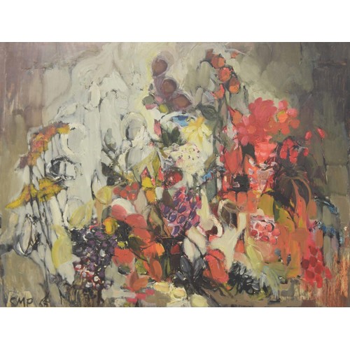 740 - Sheila M. Parkinson (20th century) - 'July Garden', signed with initials and dated '66 (1966), also ... 