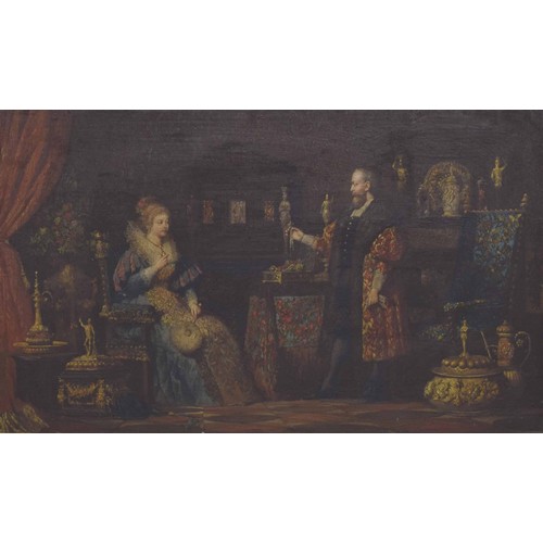 713 - Continental School (19th century) - an interior depicting a scene from the Elizabethan era showing a... 