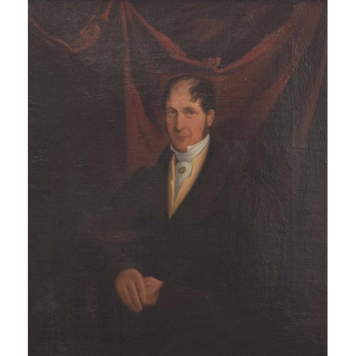 709 - English Provincial School (19th century) - Portrait of a gentleman, seated three quarter length wear... 