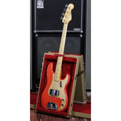 286 - 2005 Fender '50s Precision Bass guitar, made in Mexico, ser. no. MZ5xxxxx3; Body: Fiesta red finish;... 