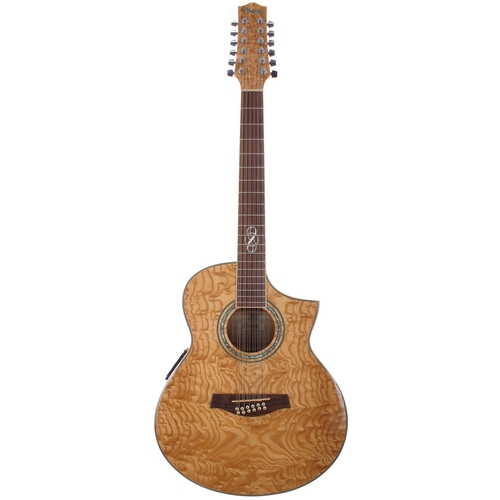 320 - 2008 Ibanez EW2012ASENT 1201 twelve string electro-acoustic guitar, made in China, Body: natural fig... 