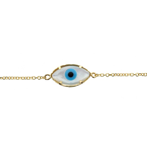 329 - 14k yellow gold 'eye' bracelet, 1.1gm, 6