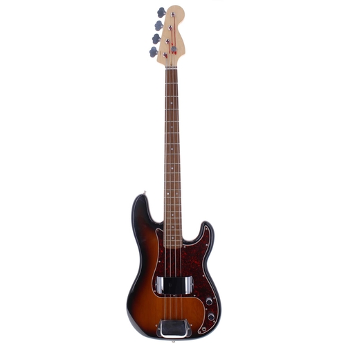 334 - Squier by Fender Precision Bass guitar; Body: sunburst finish, a few minor marks; Neck: maple, repla... 