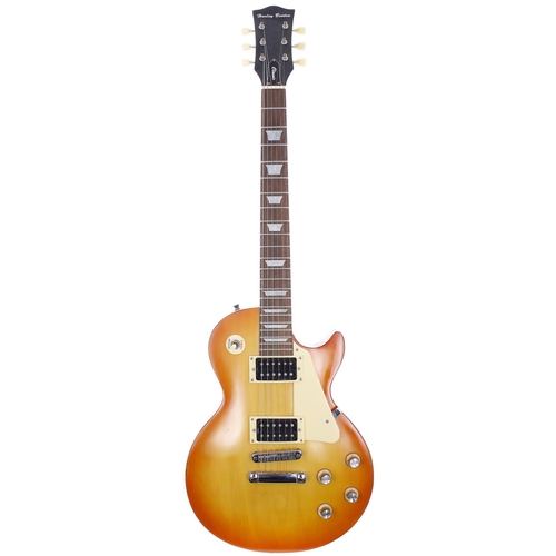 357 - Harley Benton Classic electric guitar, amber burst finish, electrics working