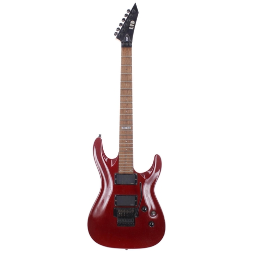 362 - 2003 LTD by ESP MH-50 electric guitar, made in Indonesia; Body: red finish, dings and marks, mainly ... 