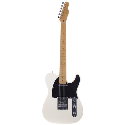 369 - Custom build Tele type electric guitar comprising 1997 Fender USA neck, Fender Mexico Olympic white ... 