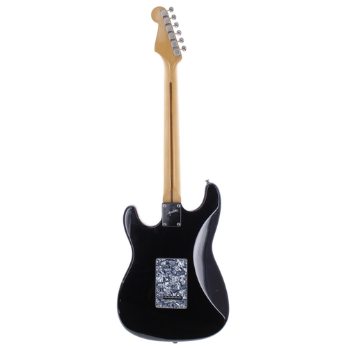 370 - 1980s Squier by Fender Stratocaster electric guitar, made in Korea, ser. no. Exxxxxx6; Body: black f... 