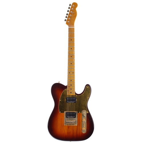 374 - Custom build T Type electric guitar, comprising maple board maple neck, sunburst finished body, a pa... 