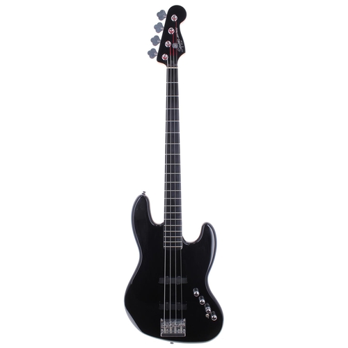 378 - 2018 Squier by Fender Deluxe PR839 Jazz Bass active bass guitar, made in Indonesia; Body: black fini... 