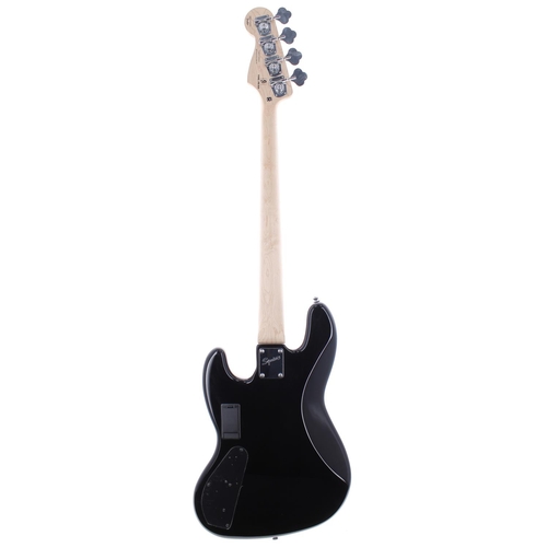 378 - 2018 Squier by Fender Deluxe PR839 Jazz Bass active bass guitar, made in Indonesia; Body: black fini... 