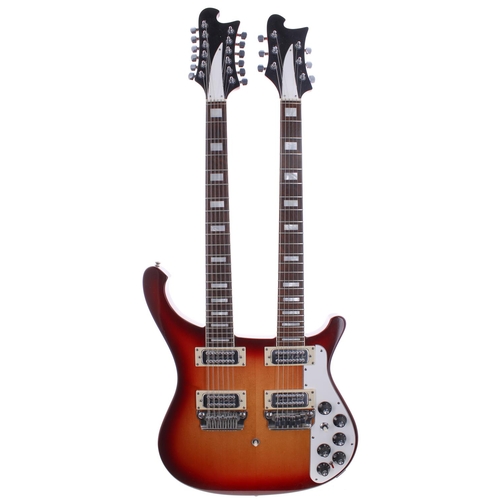 382 - 1976 John Diggins 12/6 double neck electric guitar, made in England; Body: 'Fireglo' finish, light s... 