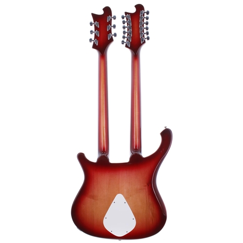 382 - 1976 John Diggins 12/6 double neck electric guitar, made in England; Body: 'Fireglo' finish, light s... 