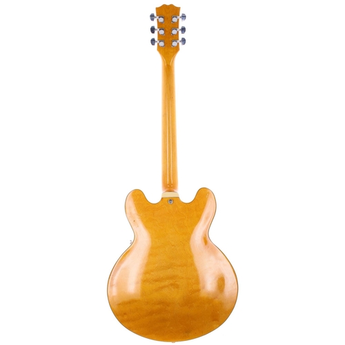 391 - Tanglewood AS35 semi-hollow body electric guitar; Body: amber finish, old Bigsby holes plugged to to... 