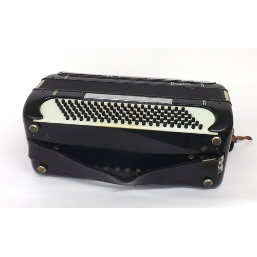 1502 - Gaudini piano accordion with one hundred and twenty buttons and five switches, black finish, case... 