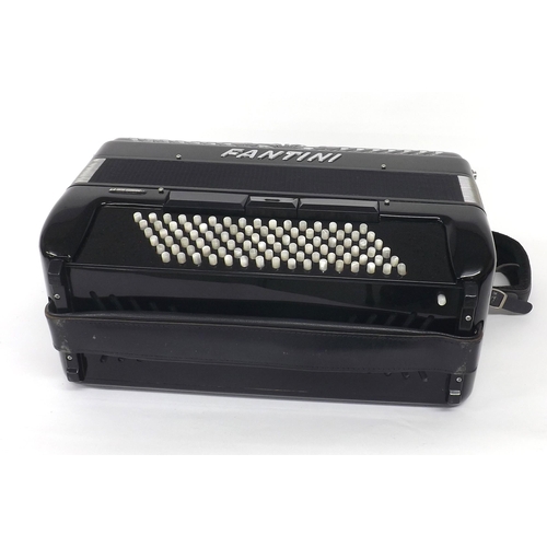 1504 - Fantini Professional Model piano accordion with ninety-six buttons and nine switches, black finish, ... 