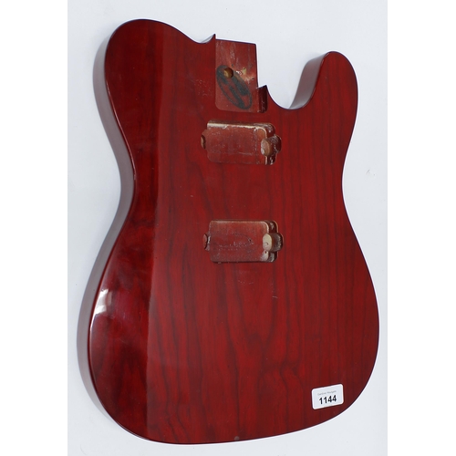 1144 - 'Custom Shop Guitar' Tele style guitar body with HH routing, trans red finish