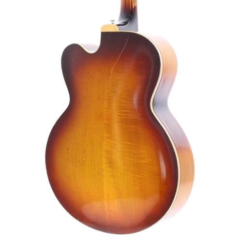 417 - 1960 Gibson L-5c arch top guitar; Body: sunburst finish, heavy lacquer checking, marks and scratches... 