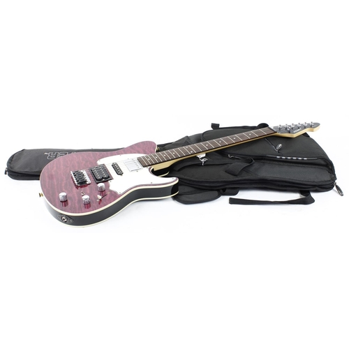 491 - Peavey Generation Custom EXP electric guitar; Body: purple quilt top upon black back, minor surface ... 