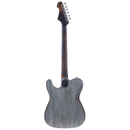 496 - Maybury Guitars custom made Tele type electric guitar, with reclaimed spruce distressed body and ebo... 