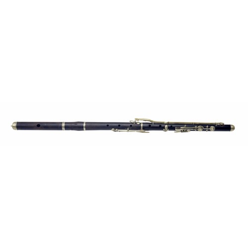 1813 - Cocuswood flute in D by and stamped Jos. Muller in Schonbach (1873-1929), with ten nickel keys... 