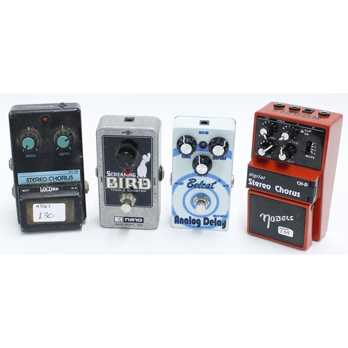 956 - Electro-Harmonix Nano Screaming Bird treble booster guitar pedal; together with a Belcat DLY-503 ana... 