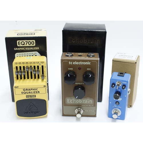 967 - T.C. Electronic Echo Brain analog delay pedal, boxed; together with a Behringer EQ700 graphic equali... 