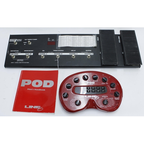 969 - Line 6 POD Version 2.0 guitar direct box, with pilots handbook, PSU and Line 6 floorboard pedal boar... 