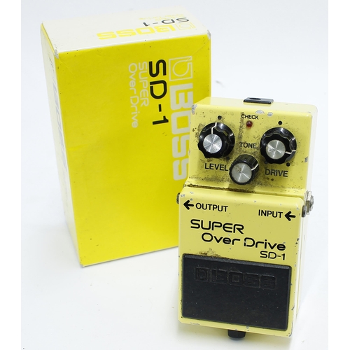 996 - 1981 Boss SD-1 Super Overdrive guitar pedal, made in Japan, ser. no. 101500, black label, boxed... 