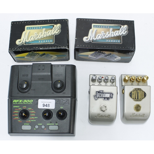 948 - Marshall GV-2 Guv'nor Plus guitar pedal, boxed; together with a Marshall JH-1 Jackhammer guitar peda... 