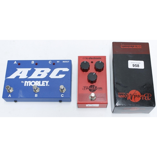 958 - TC Electronic Blood Moon phaser guitar pedal; together with a Morley ABC guitar unit... 