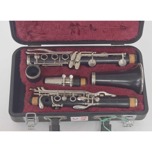 1828 - Clarinet by and stamped Noblet, Paris, ser. no. B55808, mouthpiece, case