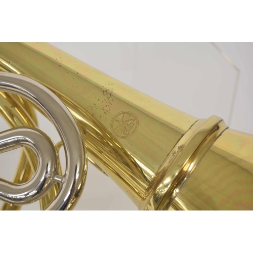 1845 - Contemporary Star brass four valve French horn, mouthpiece, within a plush lined fitted case &n... 