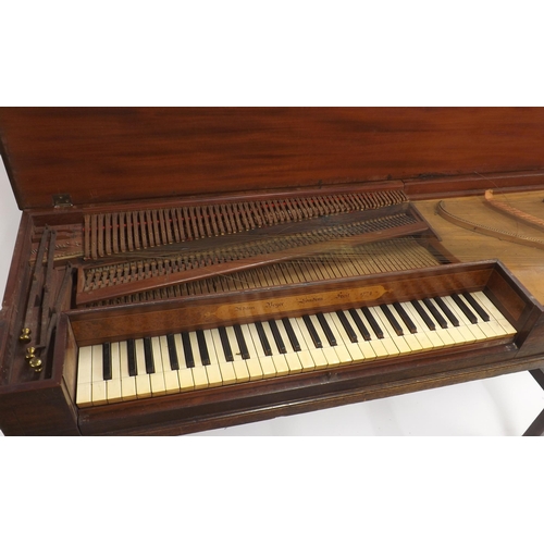 1537 - Mahogany square piano by Adam Beyer. London 1774, the case of mahogany with ebony and holly stringin... 