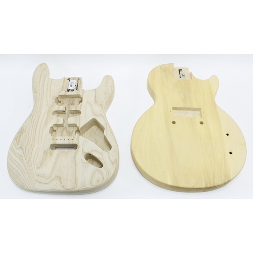 1131 - Guitar build HSH Swamp Ash guitar body (1.8kg); together with an LP Junior Basswood guitar body (1.8... 