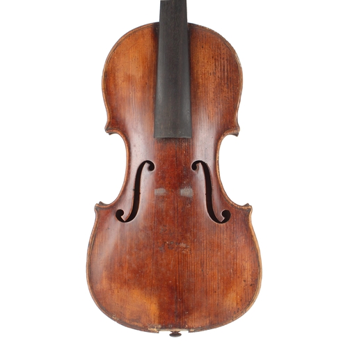 2403 - 18th century seven-eighth size violin labelled Nicolauus Georgius Skomal, fecit Graecii 1783, the tw... 