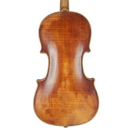 2403 - 18th century seven-eighth size violin labelled Nicolauus Georgius Skomal, fecit Graecii 1783, the tw... 