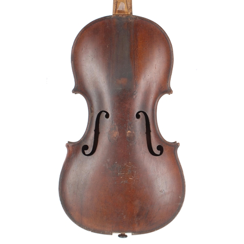 2405 - English violin possibly of the Joseph Hill School, the one piece back of faint medium/fine curl with... 