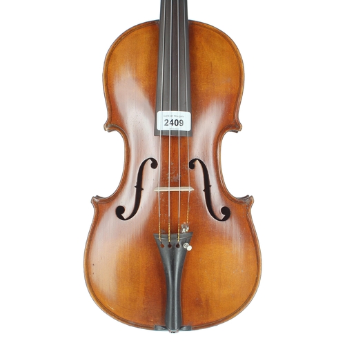 2409 - German violin circa 1920, unlabelled, 14 1/16