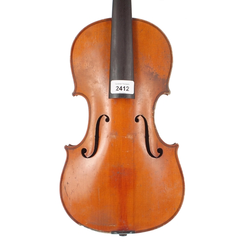 2412 - Good early 20th century violin, 14 1/8